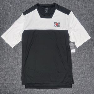 Fox Racing Defend Syndicate Short Sleeve Men's MTB Jersey in White/Black, Medium